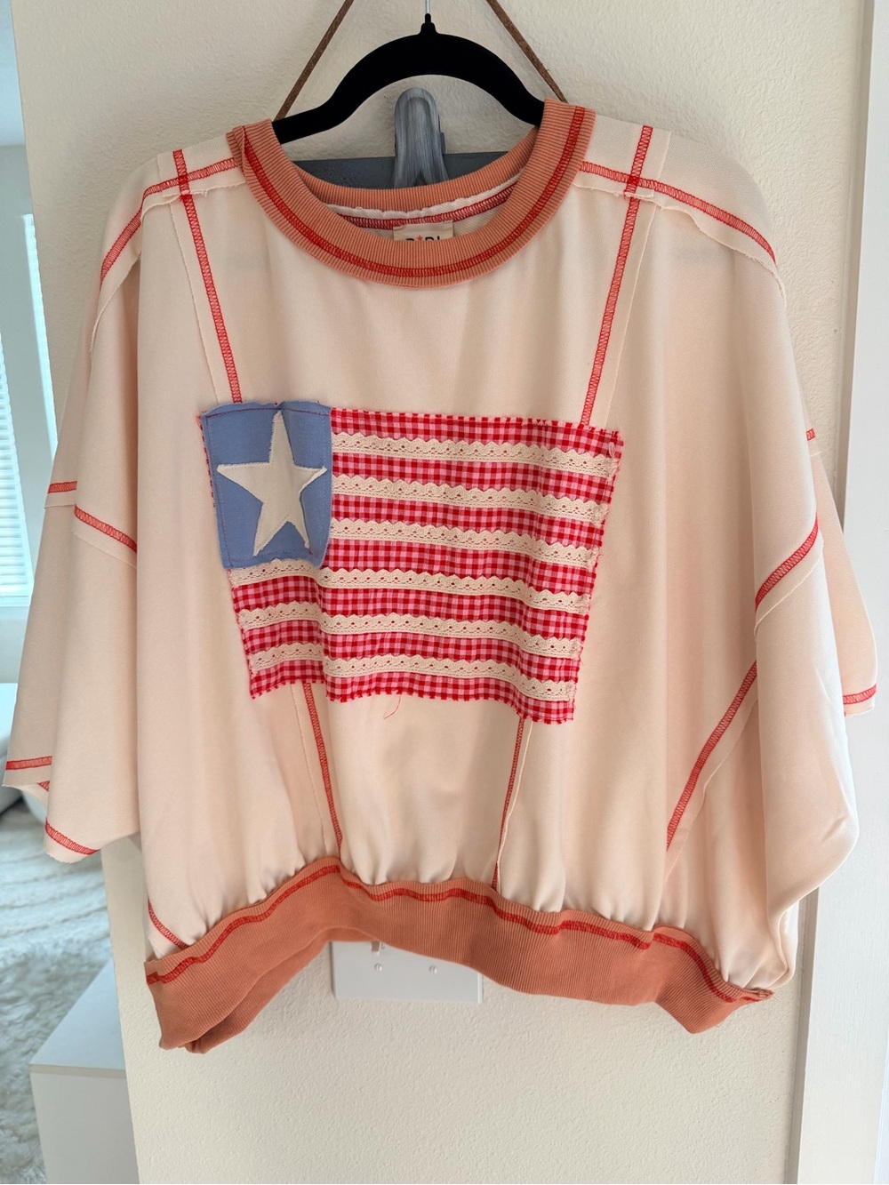 Women’s Cream Patchwork Flag Pullover Top - Unbranded